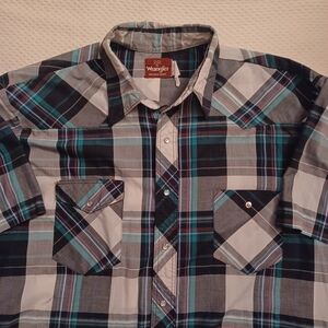 Wrangler Men's Pearl Snap-Snap Short Sleeve Shirt Size XL